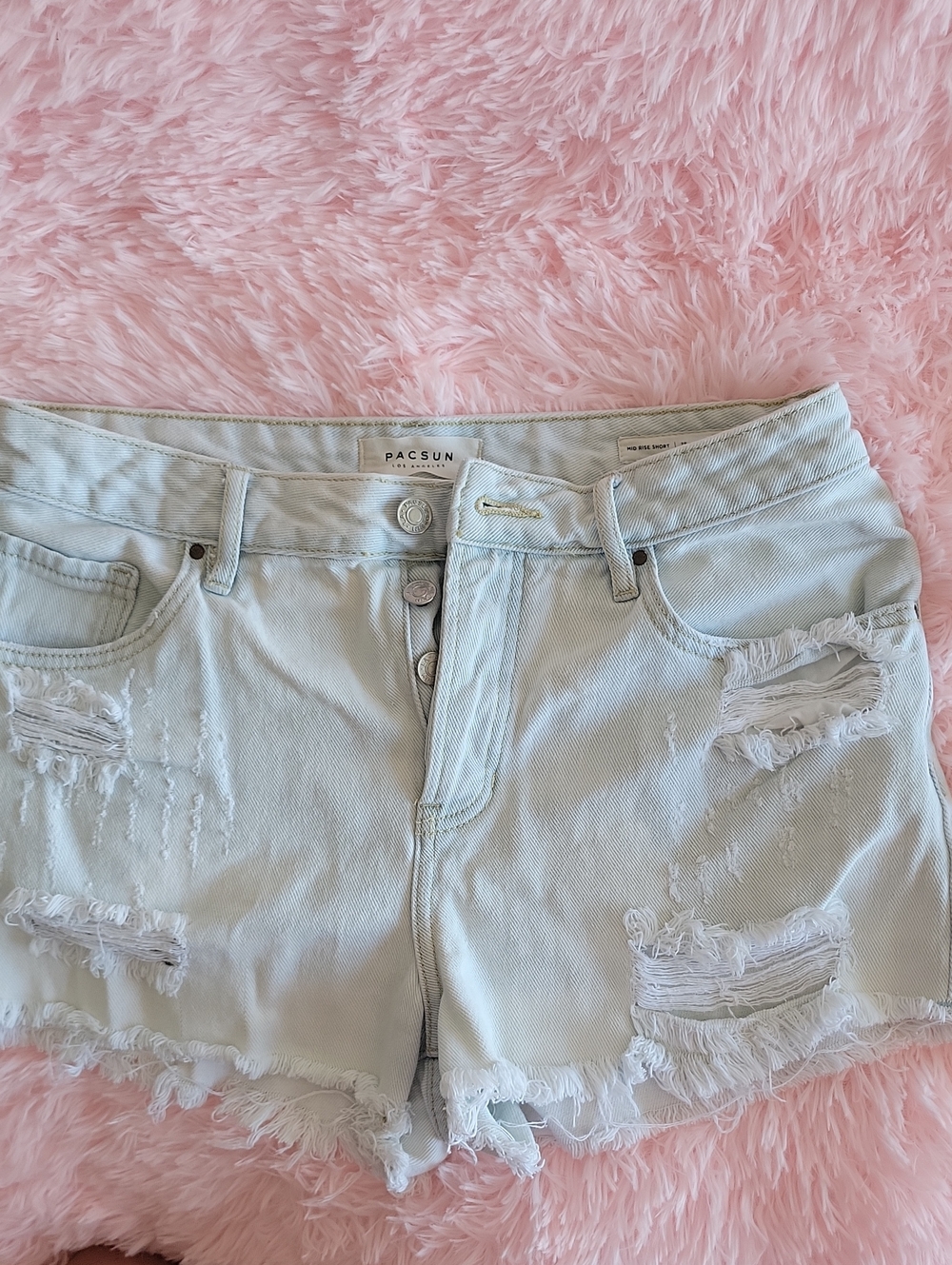 PacSun Light Wash Distressed Denim Cutoff Shorts